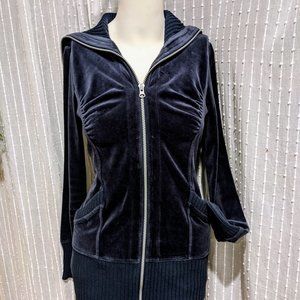 DKNY Jeans Velour Navy Blue Fitted Sport Jacket